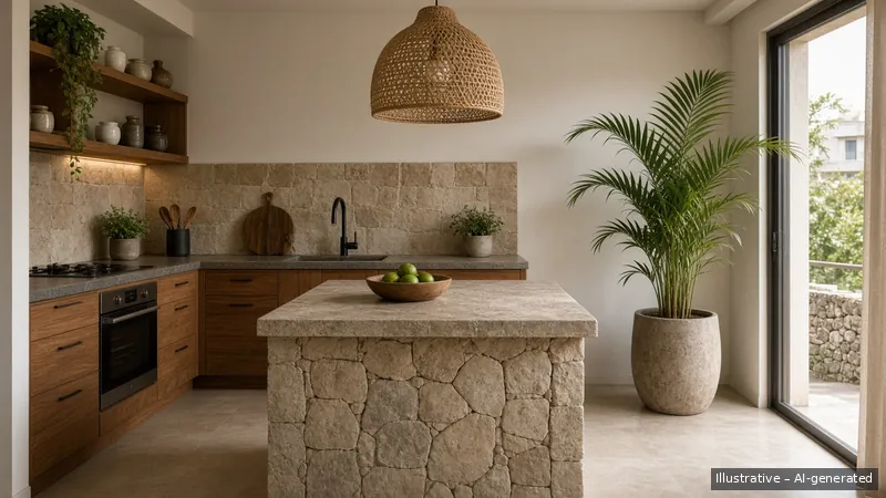 Kitchen island — Bali Stone, Condo (illustrative)