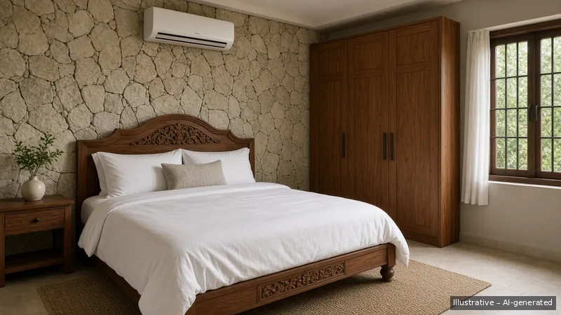 Master bedroom — Bali Stone, HDB 4-room (illustrative)