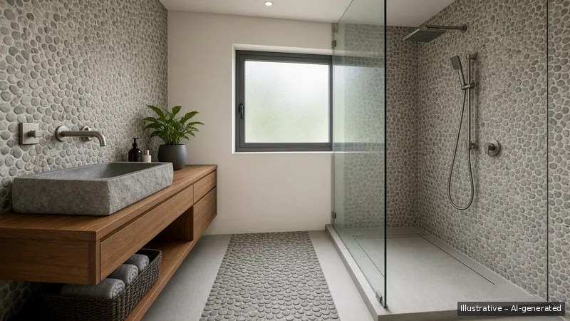 Bathroom — Bali Stone, HDB 4-room (illustrative)