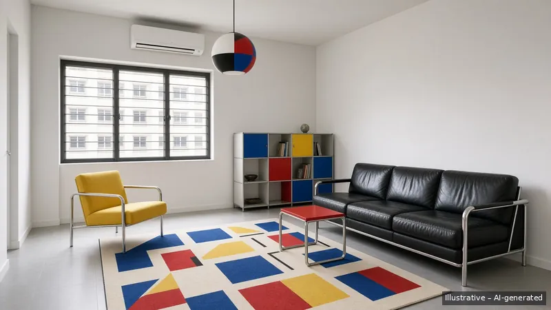 Living — Bauhaus Primary, HDB 5-room (illustrative)