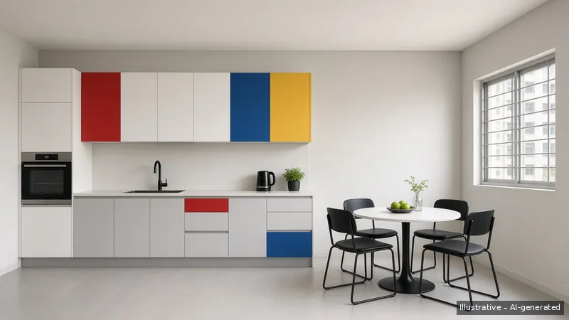 Kitchen and dining — Bauhaus Primary, HDB 5-room (illustrative)