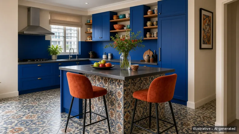 Kitchen island — Bold Maximalist, Condo (illustrative)