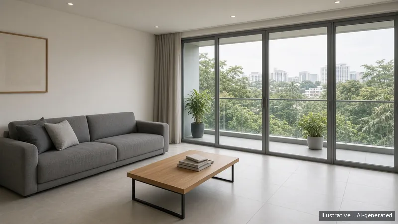 Living room — Clean Line, Condo (illustrative)