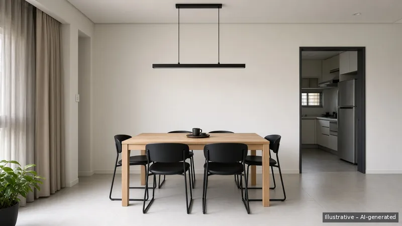 Dining — Clean Line, HDB 4-room (illustrative)