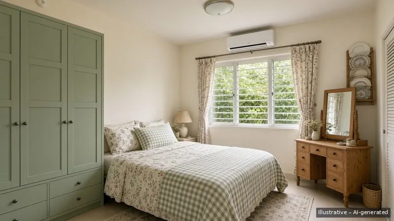 Master bedroom — English Cottage, HDB 4-room (illustrative)