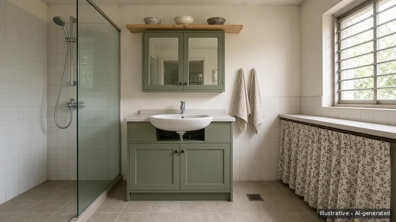 Bathroom — English Cottage, HDB 4-room (illustrative)
