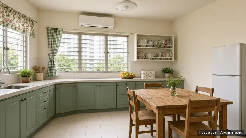 Kitchen and dining — English Cottage (illustrative)