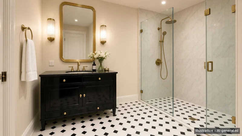 Master bath — Hollywood Regency, Condo (illustrative)