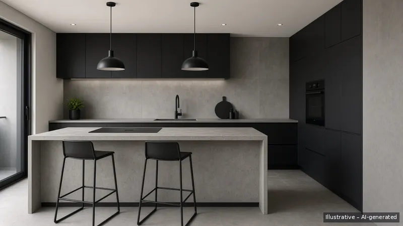 Kitchen island — Industrial Concrete, Condo (illustrative)