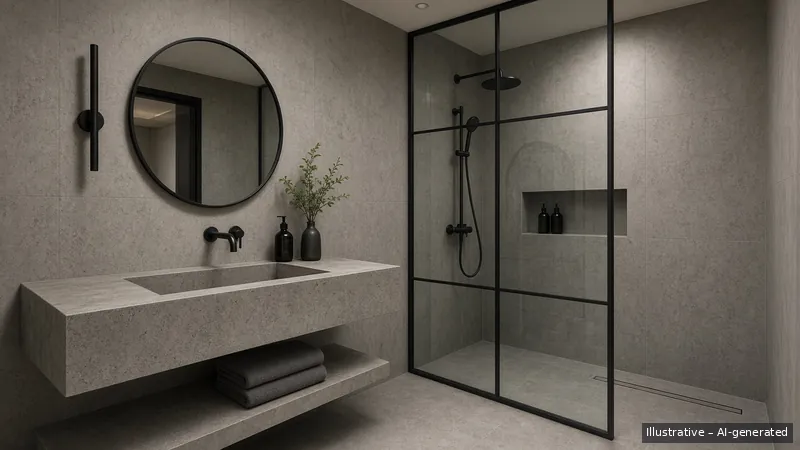 Master bath — Industrial Concrete, Condo (illustrative)