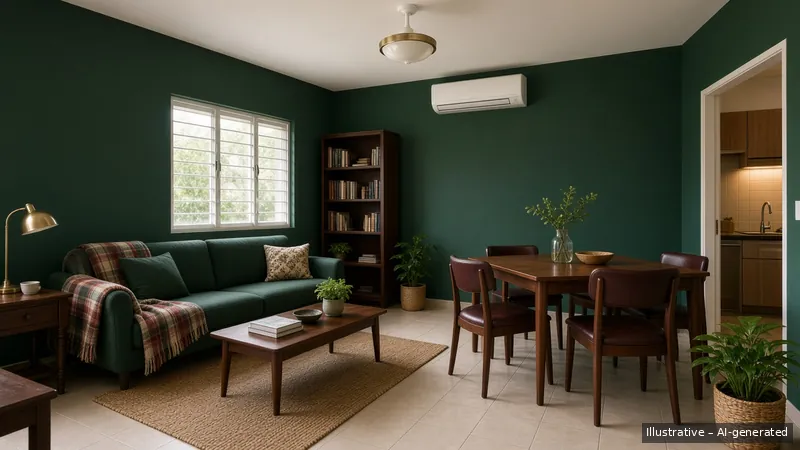 Living and dining — Ivy Preppy, HDB 3-room (illustrative)