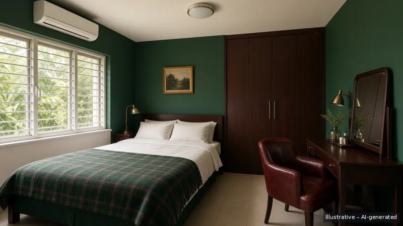 Master bedroom — Ivy Preppy, HDB 4-room (illustrative)