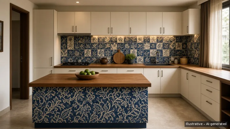 Kitchen island — Javanese Batik, Condo (illustrative)