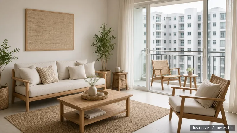 Living and balcony — Kampong Modern, Condo (illustrative)