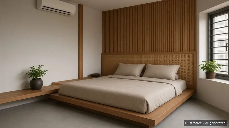 Bedroom — Kampong Modern, HDB 3-room (illustrative)