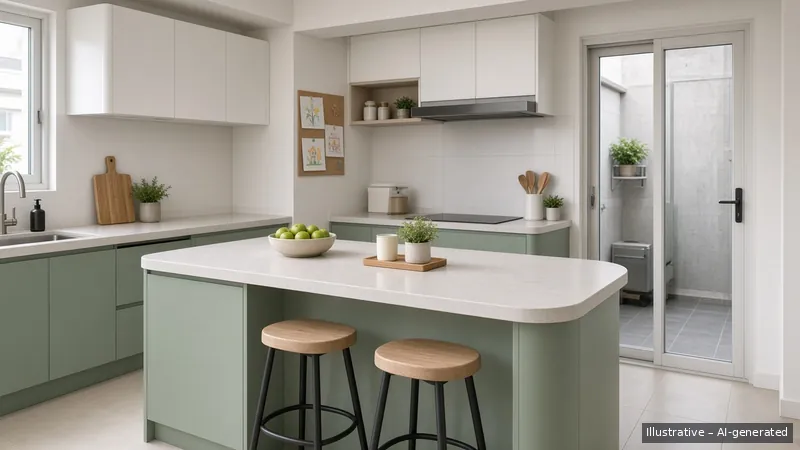 Kitchen island — Kids-Friendly Family, Condo (illustrative)