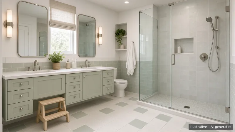 Master bath — Kids-Friendly Family, Condo (illustrative)