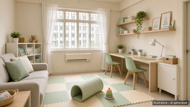 Family room — Kids-Friendly Family, HDB 5-room (illustrative)