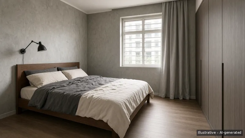 Bedroom — Kopi Loft, HDB 3-room (illustrative)