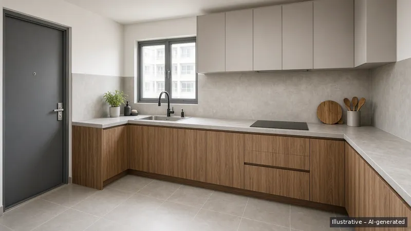 Kitchen — Kopi Loft, HDB 5-room (illustrative)