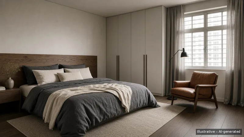 Master bedroom — Kopi Loft, HDB 5-room (illustrative)
