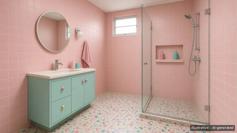 Bathroom — Memphis Pop, HDB 4-room (illustrative)