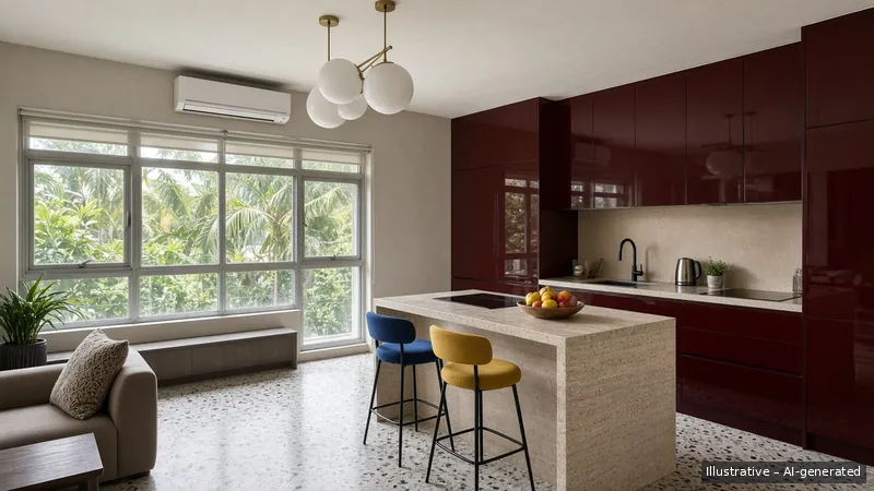 Kitchen island — Milano Lacquer, Condo (illustrative)