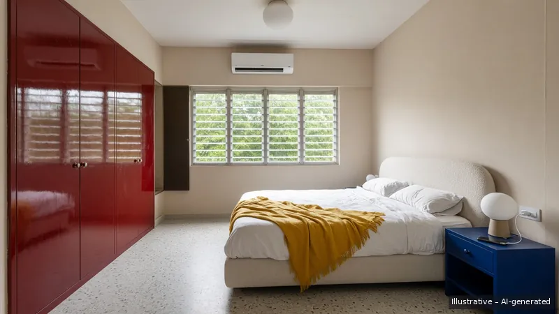 Bedroom — Milano Lacquer, HDB 3-room (illustrative)