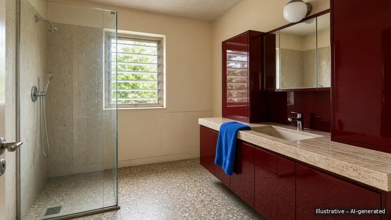 Bathroom — Milano Lacquer, HDB 4-room (illustrative)