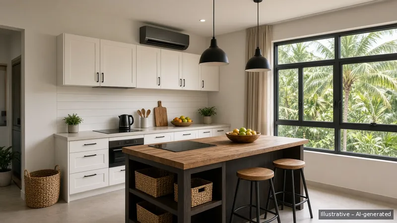 Kitchen island — Modern Farmhouse, Condo (illustrative)