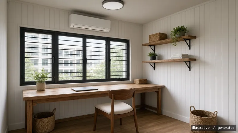 Study — Modern Farmhouse, HDB 5-room (illustrative)