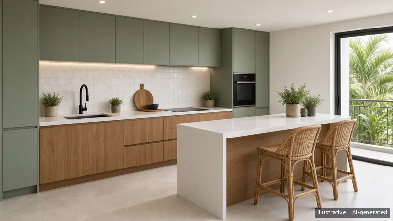 Kitchen — Monsoon Green, Condo (illustrative)