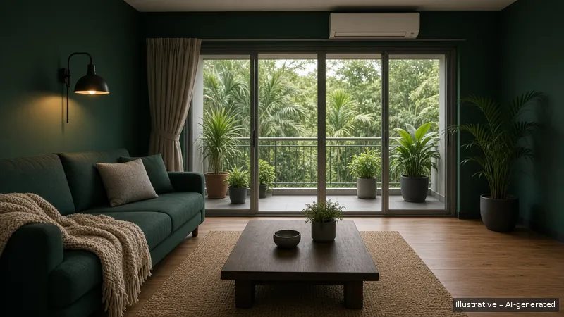 Living and balcony — Moody Nordic, Condo (illustrative)