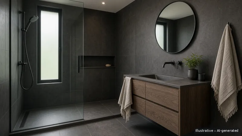 Master bath — Moody Nordic, Condo (illustrative)