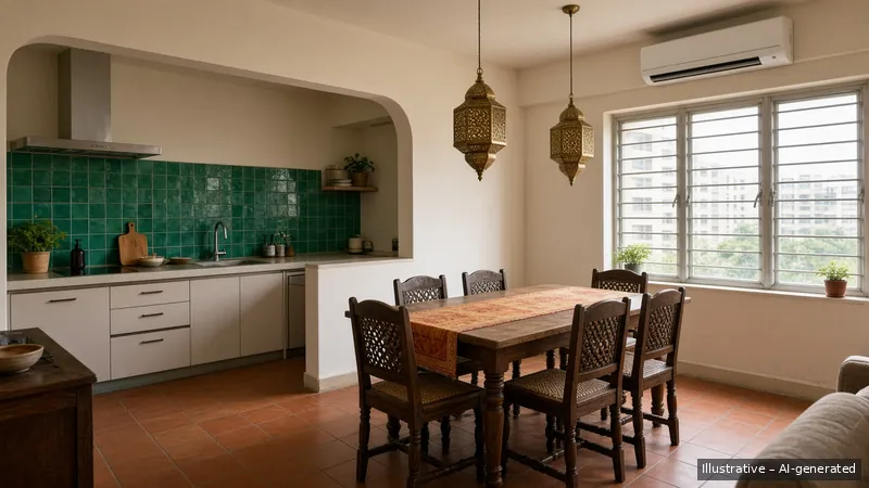 Kitchen and dining — Moroccan Zellige (illustrative)