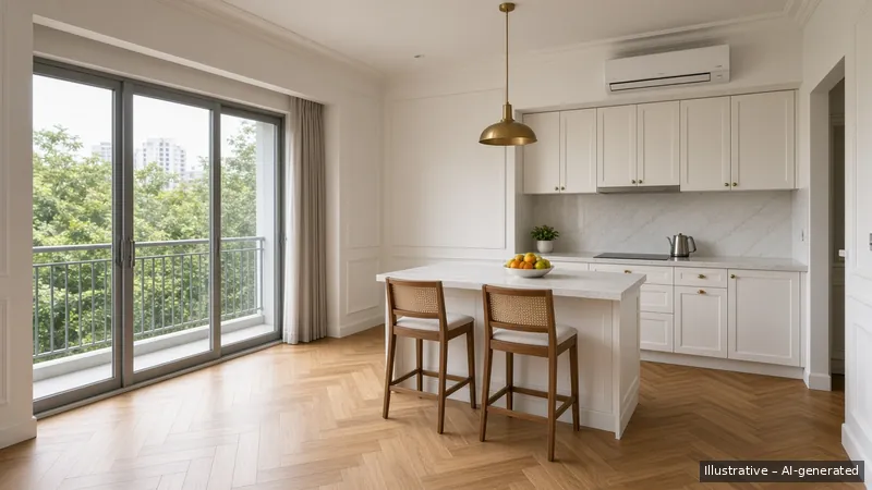 Kitchen island — Parisian Moulding, Condo (illustrative)