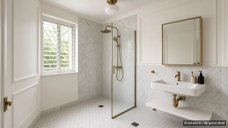 Bathroom — Parisian Moulding, HDB 4-room (illustrative)