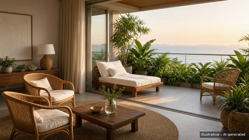 Living and balcony — Rattan Resort, Condo (illustrative)