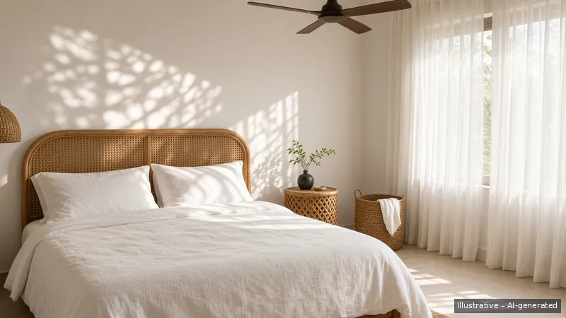 Bedroom — Rattan Resort, HDB 3-room (illustrative)