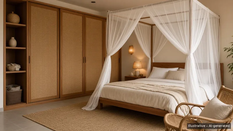 Master bedroom — Rattan Resort (illustrative)