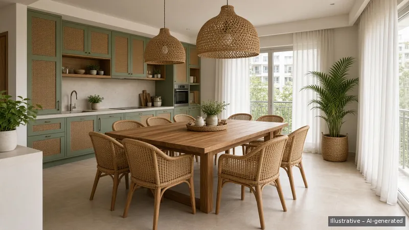 Kitchen and dining — Rattan Resort, HDB 5-room (illustrative)