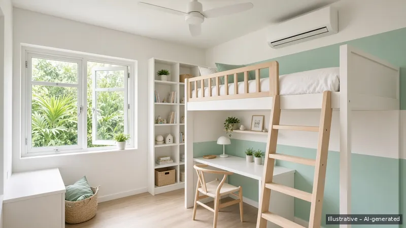 Kids room — Scandi Bright, HDB 3-room (illustrative)