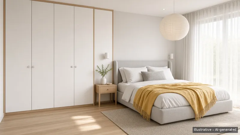 Master bedroom — Scandi Bright, HDB 4-room (illustrative)