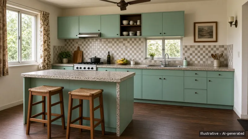 Kitchen island — Seventies Singapore Retro, Condo (illustrative)