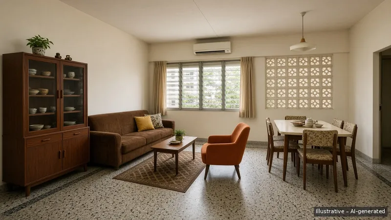 Living and dining — Seventies Singapore Retro (illustrative)