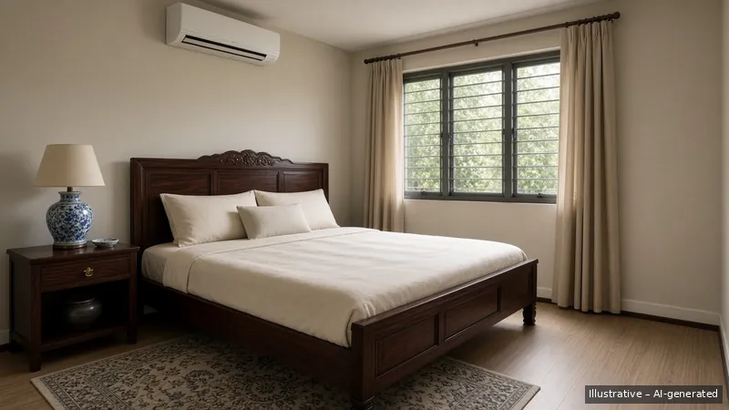 Bedroom — Straits Chinese Rosewood, HDB 3-room (illustrative)