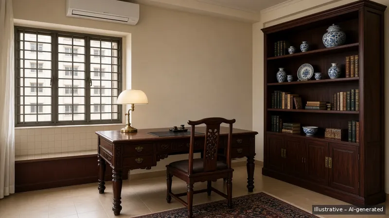 Study — Straits Chinese Rosewood, HDB 5-room (illustrative)