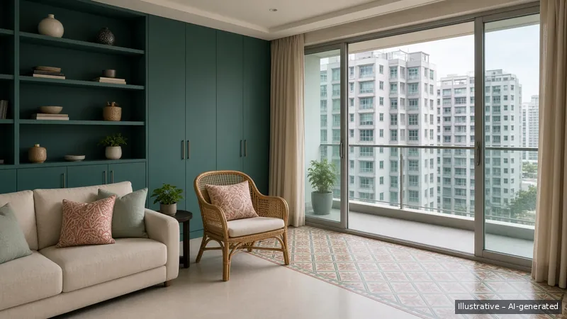 Living room — Teal Kebaya, Condo (illustrative)