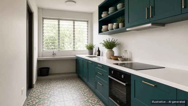 Kitchen — Teal Kebaya, HDB 5-room (illustrative)