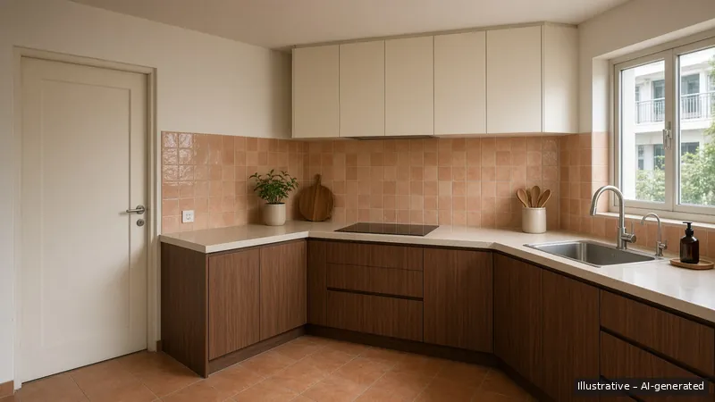 Kitchen — Terracotta Day, HDB 5-room (illustrative)